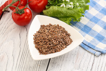 Dry Raw flax seed in the bowl