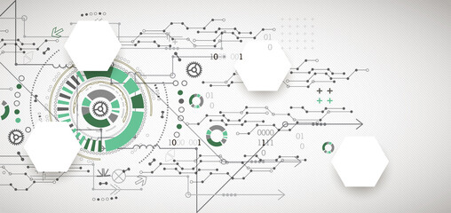 Obraz premium Abstract technology concept. Circuit board, high computer color background. Vector illustration with space for content, web - template, business tech presentation.