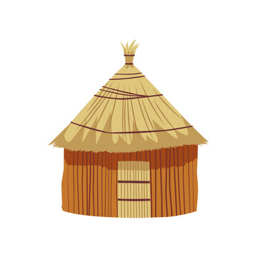 African hut or small village house, flat vector illustration isolated.