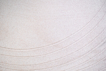 Texture line Japanese pattern on white sand background. buddhism texture wave on desert nature at...