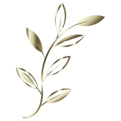 Editable vector element of gold gradient branch with leaves. EPS10