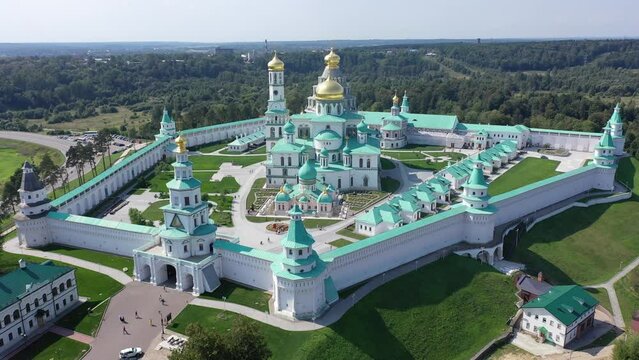 Aerial view of the Resurrection New Jerusalem Stavropigial Monastery, located in the town of Istra, Russia.
