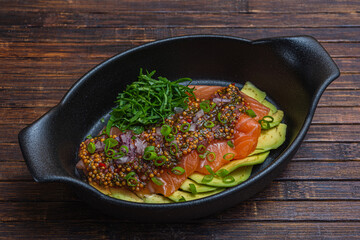 Ceviche- salmon salad. Great food for vegans