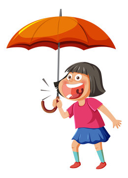 Happy girl holding an umbrella
