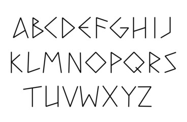 Greek stylized alphabet, hand drawn letters isolated clip arts bundle, hand written decorative alphabets for your texts, ancient Greece style latin letters set for font designs, vector symbols