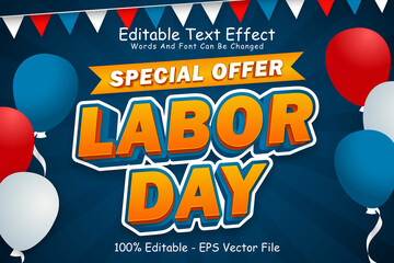 Special Offer Labor Day Editable Text Effect 3 Dimension Emboss Cartoon Style
