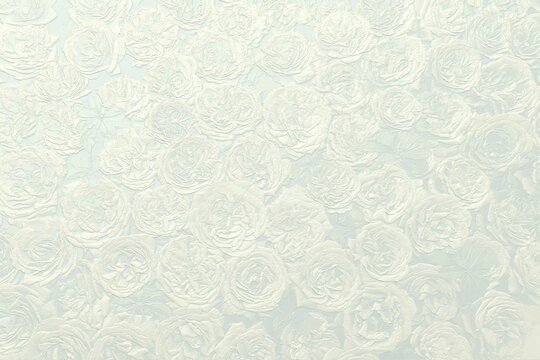 Silver rose relief on light gray ground. 3D render