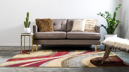 modern geometric interior room living area floor rug