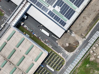 solar panels on factory rooftop