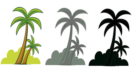 Set of palm tree vector