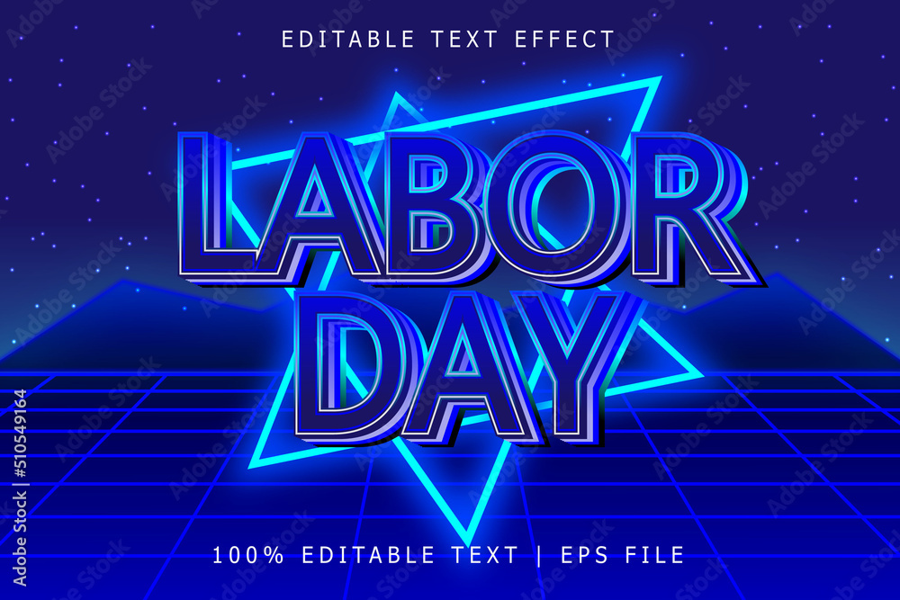 Fototapete labor day editable text effect 3 dimension emboss retro style