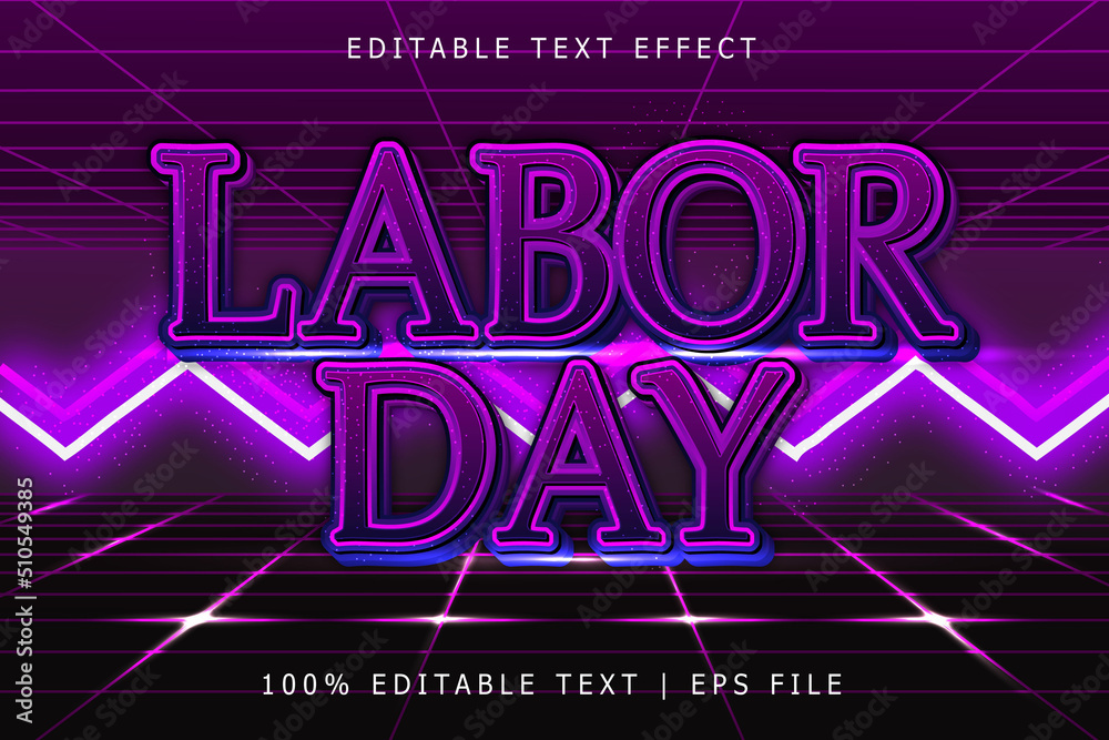 Fototapete labor day editable text effect 3 dimension emboss retro style