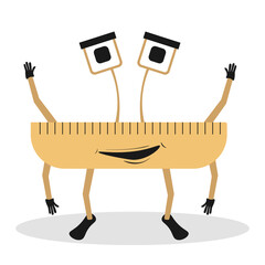Funny Cute ruler withs hands character. Vector hand drawn cartoon kawaii character illustration icon. Isolated on white background. Ruler character concept emoji