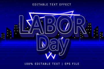 Labor Day Editable Text Effect 3 Dimension Emboss Retro Style
