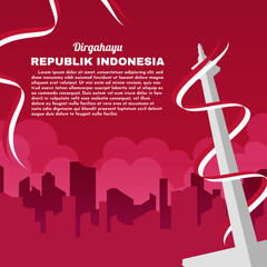 Happy 17th August indonesia independence day background with text