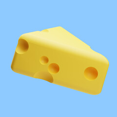 3d rendering of cheese icon illustration on blue background