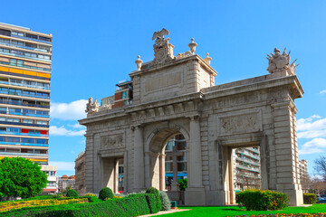 Spain Valencia Porta de la Mar. Historic city gate of Valencia