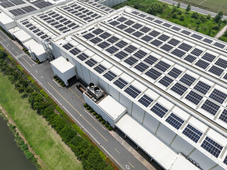 solar panels on factory rooftop
