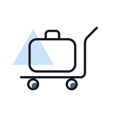 Baggage, luggage, suitcases on trolley vector icon