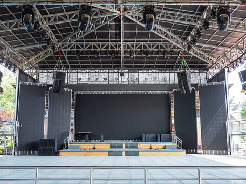 A simple stage set up outdoors