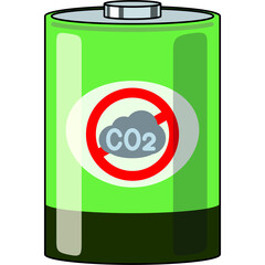 脱炭素をイメージした乾電池のイラスト（アウトラインあり）