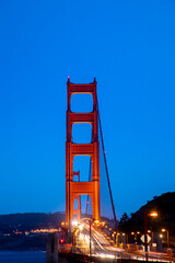 scenic view to golden gate by night.