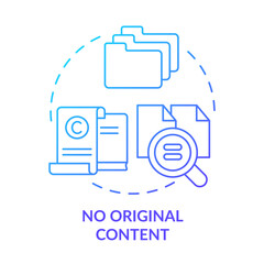 No original content blue gradient concept icon. Borrowed material. Search engine optimization mistake abstract idea thin line illustration. Isolated outline drawing. Myriad Pro-Bold font used