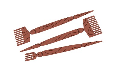 Bamboo supplies, celi qalam for Arabic calligraphy. Natural reed, wide wood tools for Islamic calligraphic art, handwriting. Flat graphic vector illustration isolated on white background