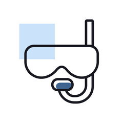Diving mask with snorkel flat vector icon