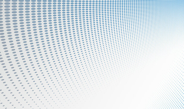 Dotted vector abstract background, blue and grey dots in perspective flow, dotty texture abstraction, big data technology image, cool backdrop.