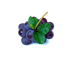Bunch of red grapes dark delicious sweet fruit isolated on white background