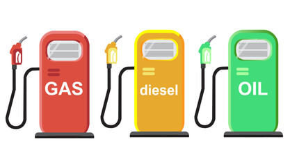 gas stations with fuel. gasoline, diesel, gas. fuel price. Vector illustration