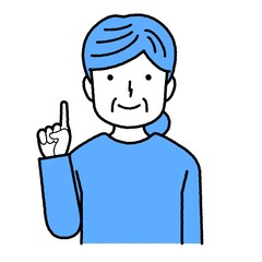 指差しするイラストシニア女性素材