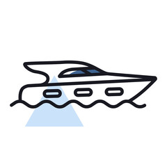 Cruising motor yacht vector icon
