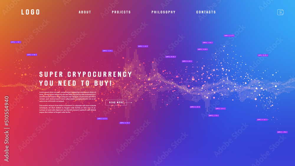 Poster landing page abstract design with big data. template for website or app.