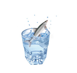 éperlan , poisson, évasion, eau, en verre, boire, clapoter, glace, isolé, liquide, abattre, blanc, froid, bleu, éclaboussure, bouillonner, transparent, clair, cool, frais, humide, propre, rafraîchisse