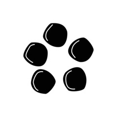 White lupine icon in black flat glyph, filled style isolated on white background