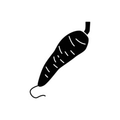 Yucca, tuber, food icon in black flat glyph, filled style isolated on white background