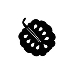 Custard apple  fruit icon in black flat glyph, filled style isolated on white background