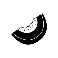 Melon fruit icon in black flat glyph, filled style isolated on white background