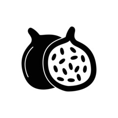 Fig  fruit icon in black flat glyph, filled style isolated on white background