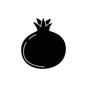 black pomegranate fruit silhouette on white