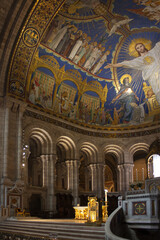 Fototapeta na wymiar Interior and mosaic of the Sacr-Coeur Cathedral in Paris, France