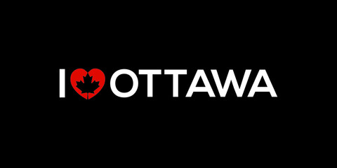 Fototapeta na wymiar I Love Ottawa black background with text and icon for poster, t shirt, promotion, merchandise. Vector Illustration 
