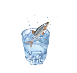 boguel, poisson, évasion, eau, en verre, boire, clapoter, glace, isolé, liquide, abattre, blanc, froid, bleu, éclaboussure, bouillonner, transparent, clair, cool, frais, humide, propre, rafraîchisseme