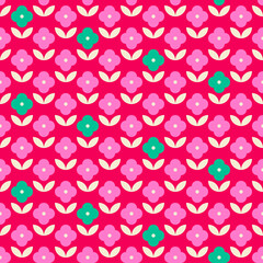 Simple geometric floral seamless pattern background.