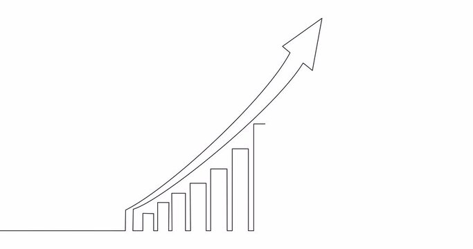 Self drawing line animation profit dollar graphs continuous one single line drawn concept