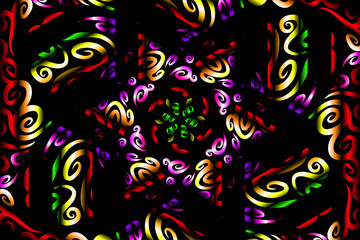 colourful caleidoscope gradient abstract line art pattern of indonesian culture traditional tenun batik ethnic dayak ornament for wallpaper ads background 