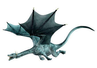 3D Rendering Fairy Tale Dragon on White
