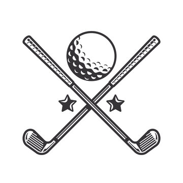 Black golf club silhouette. golf club Line art logos or icons. vector illustration.